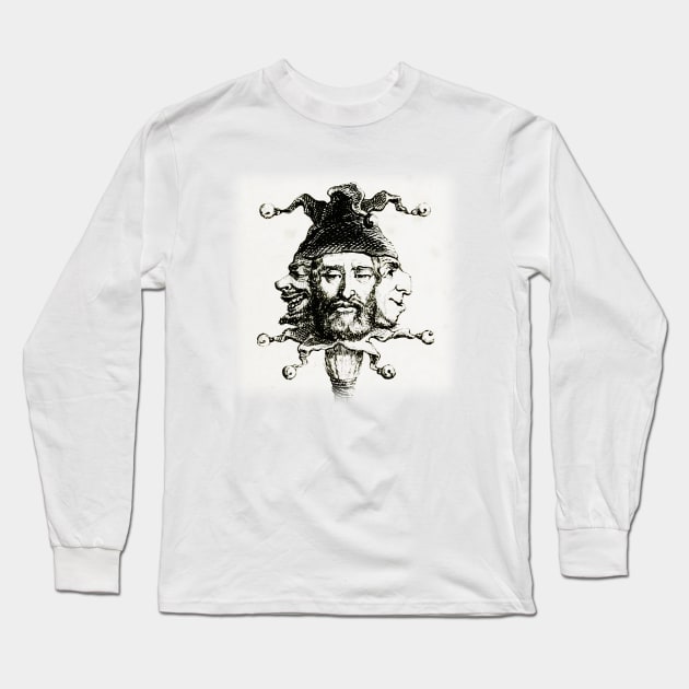 drawing of mystical figure with vintage medieval clown Long Sleeve T-Shirt by Marccelus